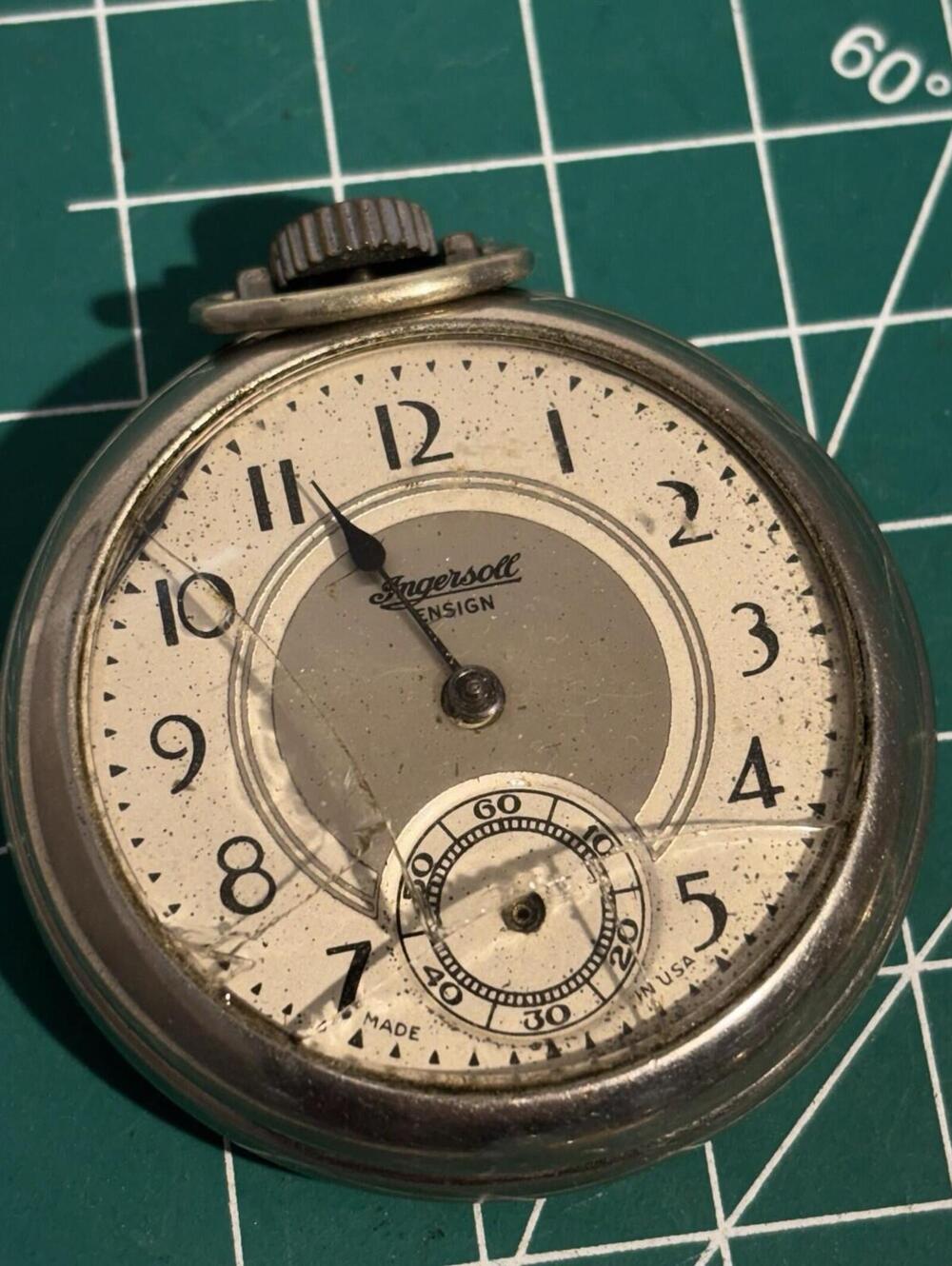 VINTAGE INGERSOLL ENSIGN POCKET WATCH Parts Repair Made In USA
